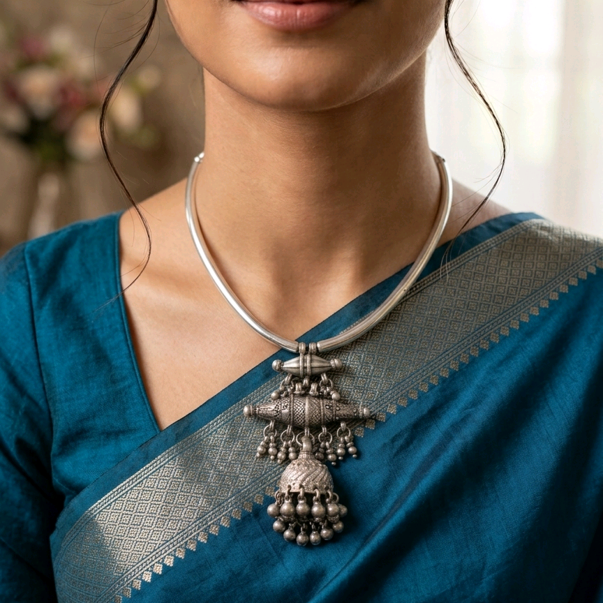 Indian Tribal Amulet Silver Pendant 